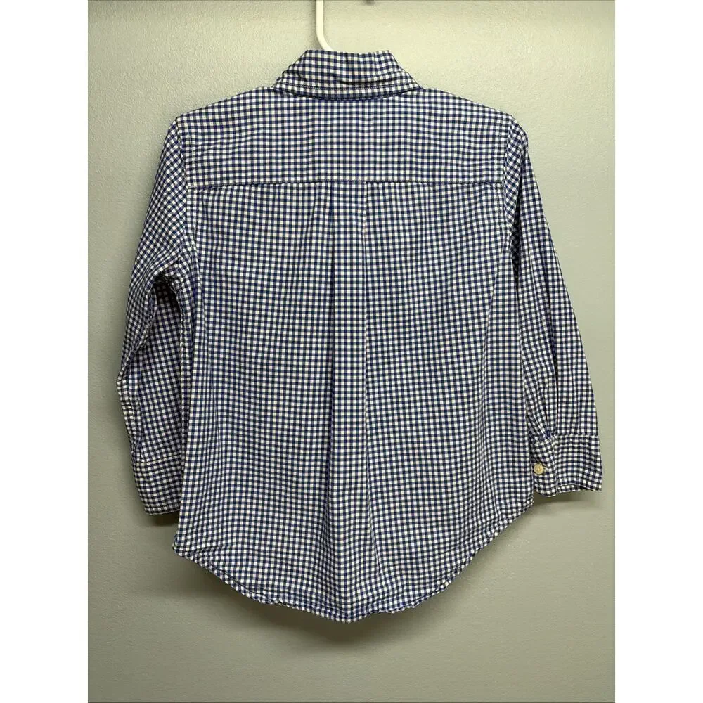 Ralph Lauren Gingham Cotton Button Down Shirt Toddler Boy Size 3T